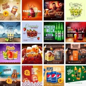 Modelos Canva Distribuidora de Bebidas Bar 20 Templates Editáveis + Bônus