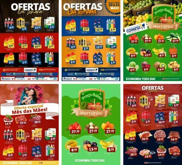 Modelos Canva EncTemplates Editáveis Supermercado 20 Artes