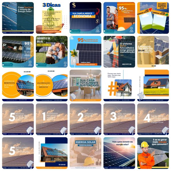 Modelos Canva Energia Solar 200 Templates Editáveis + Bônus