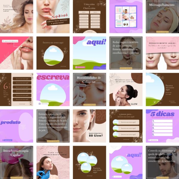 Modelos Canva Estética 290 Templates Editáveis + Bônus