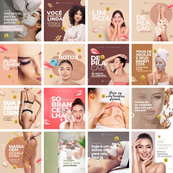 Modelos Canva Estética 33 Templates Editáveis + Bônus