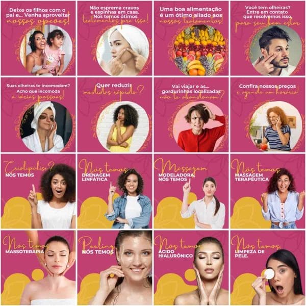Modelos Canva Estética Beleza 200 Templates Editáveis + Legendas