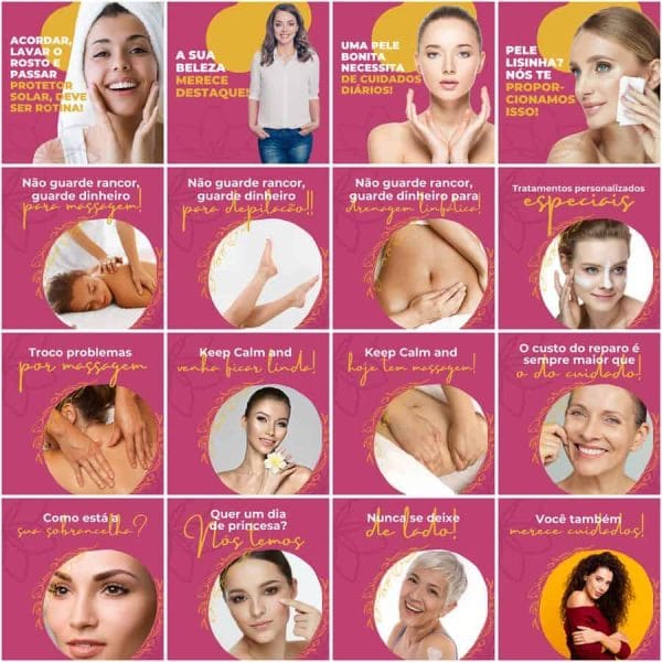 Modelos Canva Estética Beleza 200 Templates Editáveis + Legendas