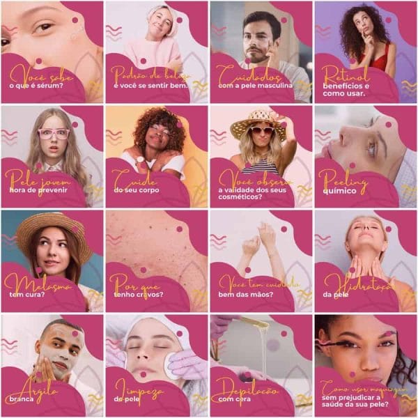 Modelos Canva Estética Beleza 200 Templates Editáveis + Legendas
