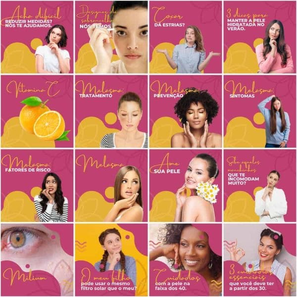 Modelos Canva Estética Beleza 200 Templates Editáveis + Legendas
