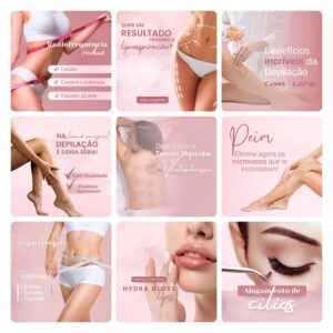 Modelos Canva Estética Beleza 3.0 60 Templates Editáveis + Bônus