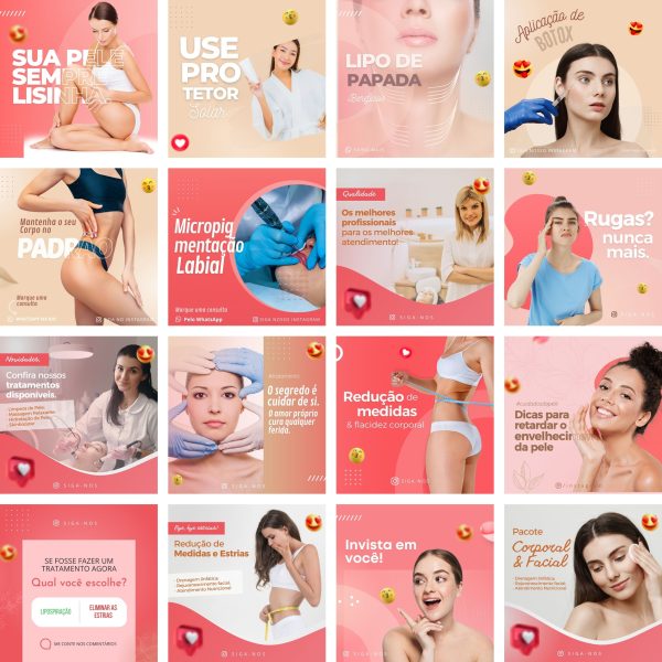 Modelos Canva Estética Beleza 40 Templates Editáveis + Bônus