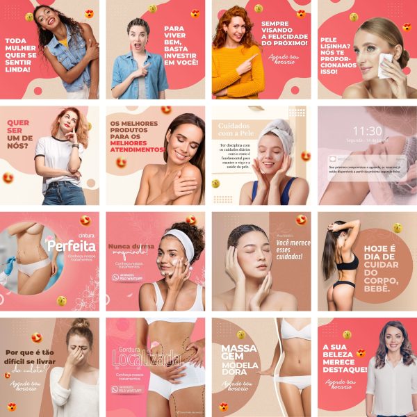 Modelos Canva Estética Beleza 40 Templates Editáveis + Bônus