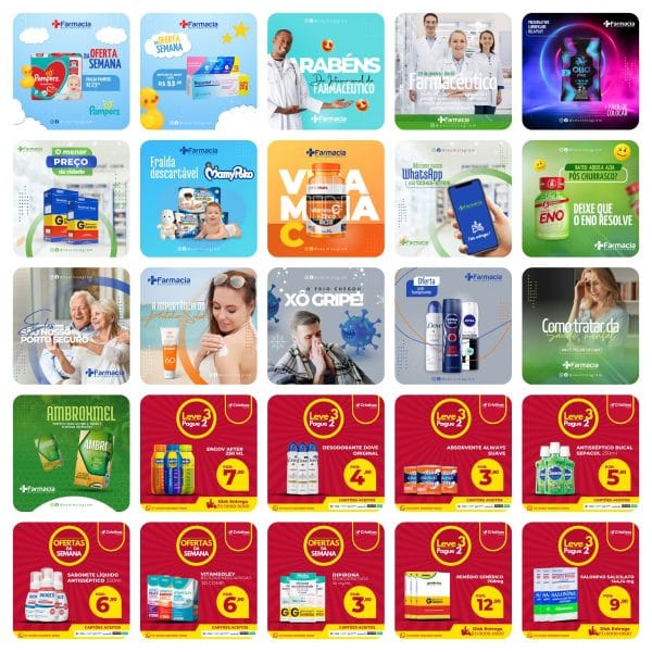 Modelos Canva Farmacia Drogaria 50 Templates Editáveis + Bônus