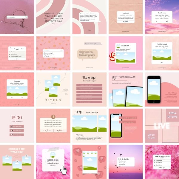 Modelos Canva Feed Post Instagram 1.0 100 Templates Editáveis + Bônus