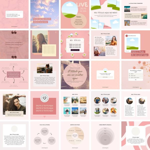 Modelos Canva Feed Post Instagram 1.0 100 Templates Editáveis + Bônus
