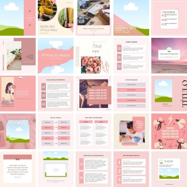 Modelos Canva Feed Post Instagram 1.0 100 Templates Editáveis + Bônus