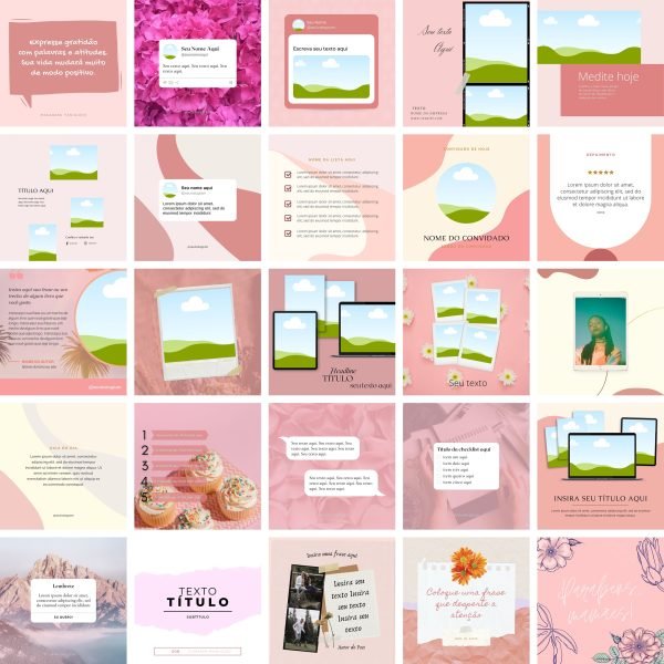 Modelos Canva Feed Post Instagram 1.0 100 Templates Editáveis + Bônus