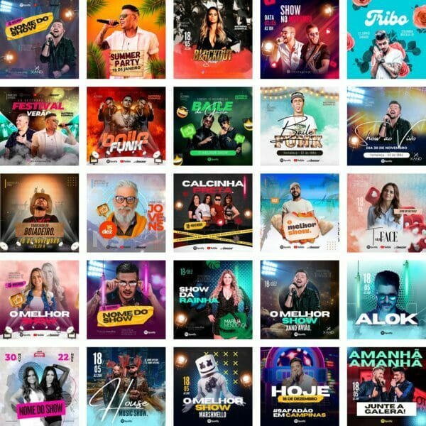 Modelos Canva Festa Eventos Shows 60 Templates Editáveis + Bônus