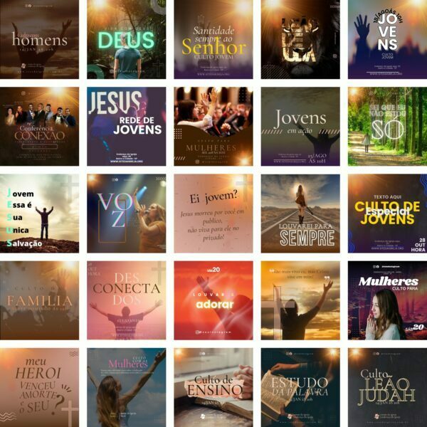 Modelos Canva Gospel Culto 50 Templates Editáveis + Bônus