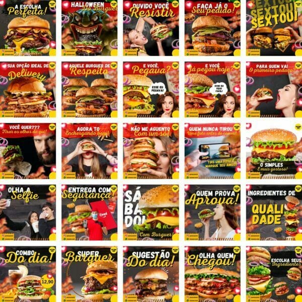Modelos Canva Hamburgueria 200 Templates Editáveis + Bônus