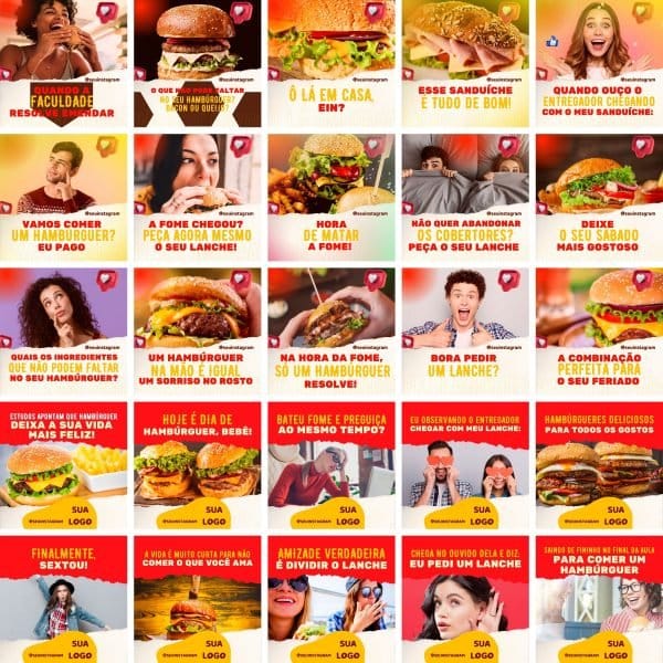 Modelos Canva Hamburgueria 3.0 100 Templates Editáveis + Bônus