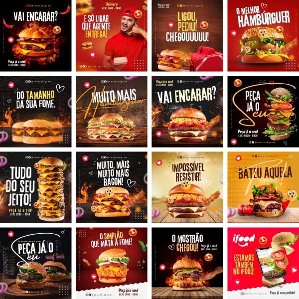 Modelos Canva Hamburgueria 36 Templates Editáveis + Bônus