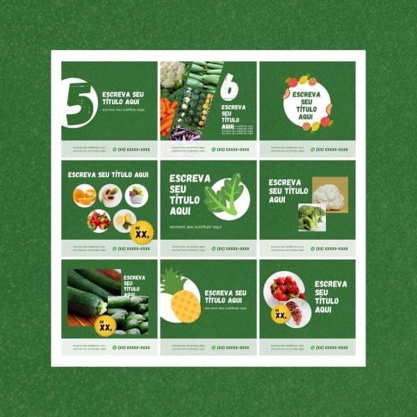 Modelos Canva Hortifruti Sacolão Feira 12 Templates Editáveis + Bônus