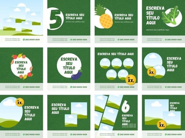 Modelos Canva Hortifruti Sacolão Feira 12 Templates Editáveis + Bônus