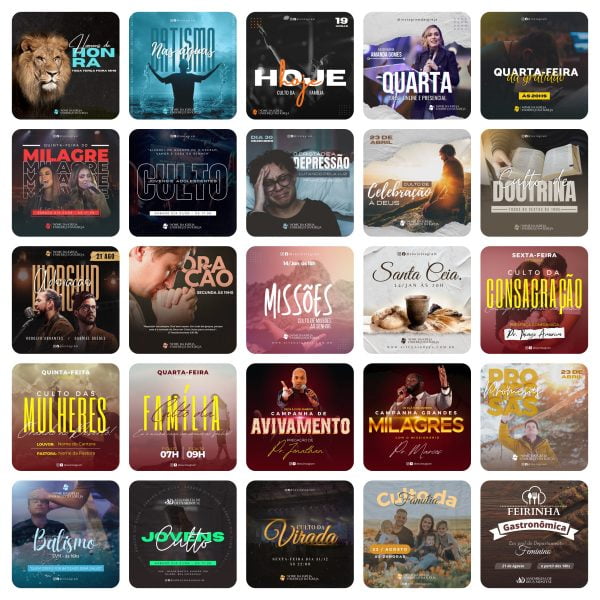 Modelos Canva Igreja Culto Gospel 80 Templates Editáveis + Bônus