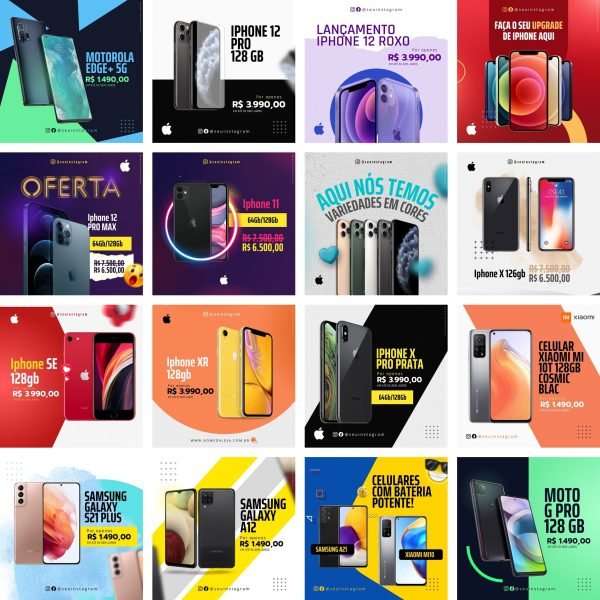 Modelos Canva Loja de Celulares Celular 40 Templates Editáveis + Bônus