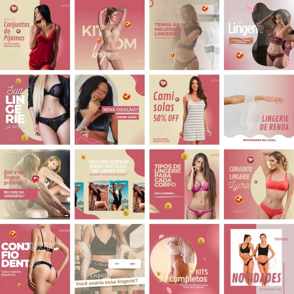 Modelos Canva Loja de Lingerie Moda Íntima 30 Templates Editáveis + Bônus