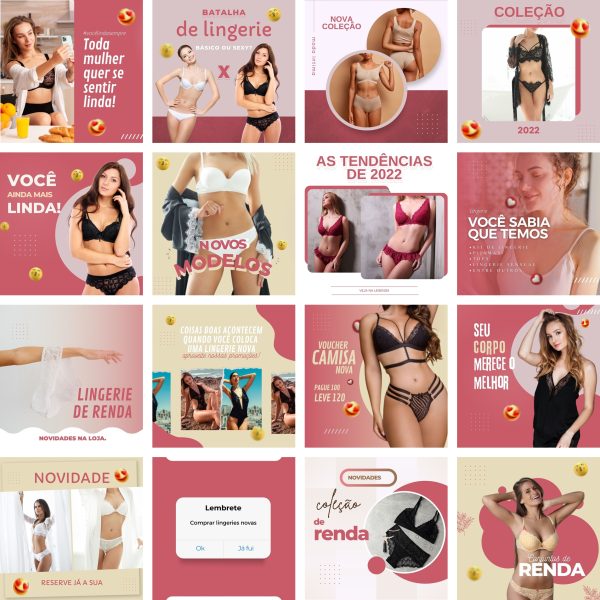 Modelos Canva Loja de Lingerie Moda Íntima 30 Templates Editáveis + Bônus