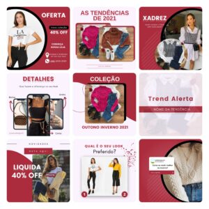 Modelos Canva Loja de Roupas Femina 40 Templates Editáveis + Bônus