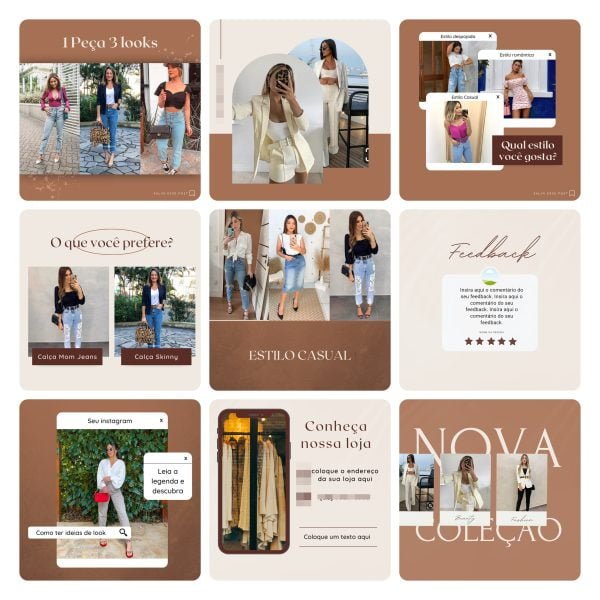 Modelos Canva Loja de Roupas MInimalista 40 Templates Editáveis + Bônus