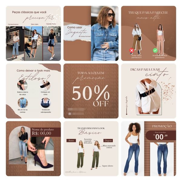 Modelos Canva Loja de Roupas MInimalista 40 Templates Editáveis + Bônus