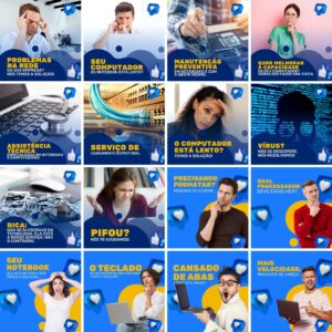 Modelos Canva Manutenção de Computadores 200 Templates Editáveis + Legendas
