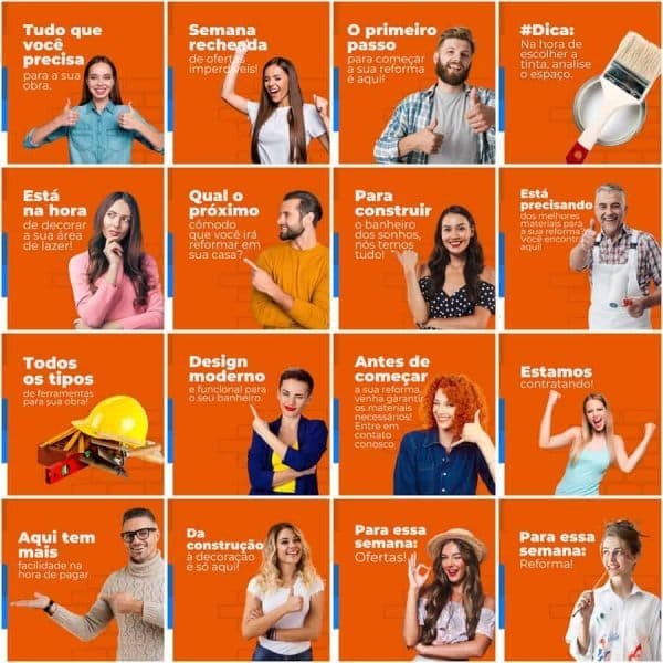 Modelos Canva Materiais de Construção 200 Templates Editáveis + Legendas