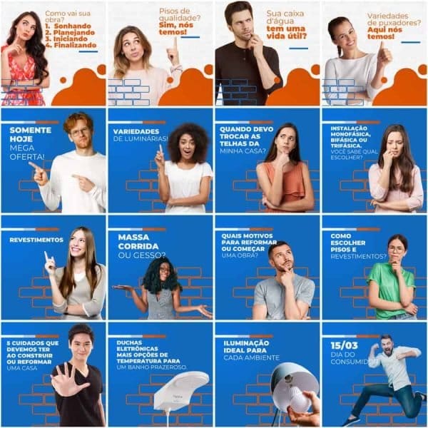 Modelos Canva Materiais de Construção 200 Templates Editáveis + Legendas