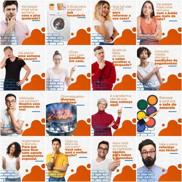 Modelos Canva Materiais de Construção 200 Templates Editáveis + Legendas