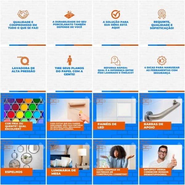Modelos Canva Materiais de Construção 200 Templates Editáveis + Legendas