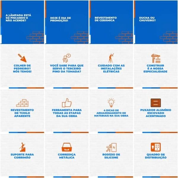Modelos Canva Materiais de Construção 200 Templates Editáveis + Legendas