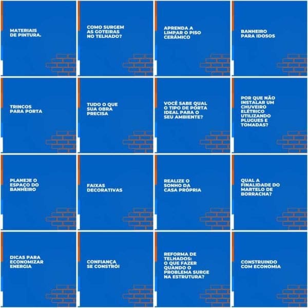 Modelos Canva Materiais de Construção 200 Templates Editáveis + Legendas