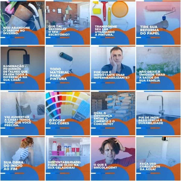 Modelos Canva Materiais de Construção 200 Templates Editáveis + Legendas