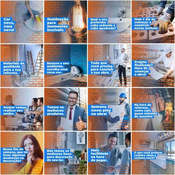 Modelos Canva Materiais de Construção 200 Templates Editáveis + Legendas