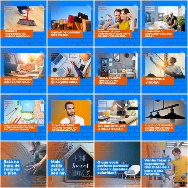 Modelos Canva Materiais de Construção 200 Templates Editáveis + Legendas