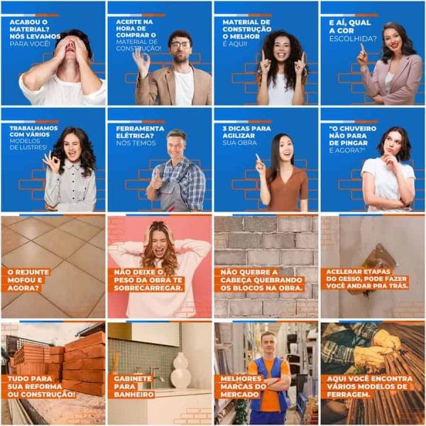 Modelos Canva Materiais de Construção 200 Templates Editáveis + Legendas