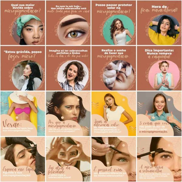 Modelos Canva Micropigmentação 200 Templates Editáveis + Legendas