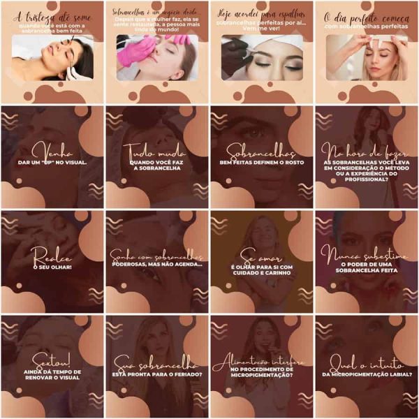 Modelos Canva Micropigmentação 200 Templates Editáveis + Legendas