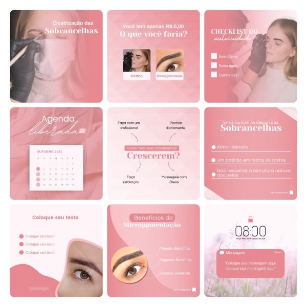 Modelos Canva Micropigmentação 50 Templates Editáveis + Bônus