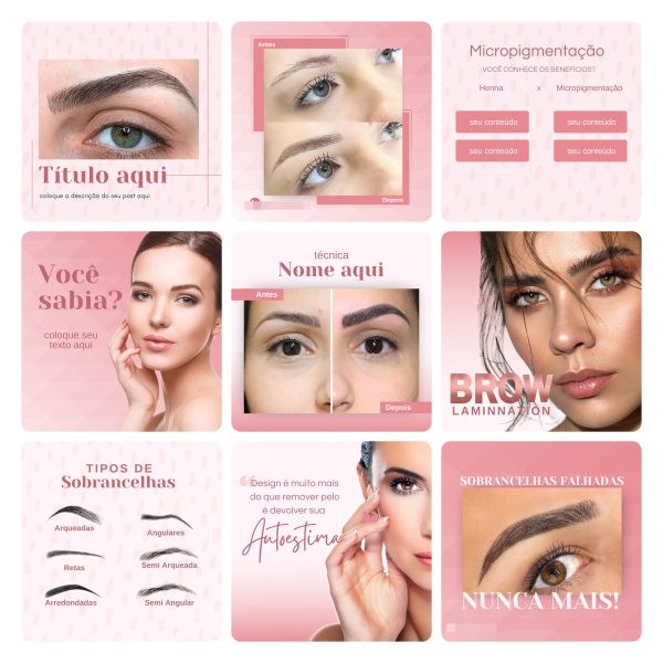 Modelos Canva Micropigmentação 50 Templates Editáveis + Bônus