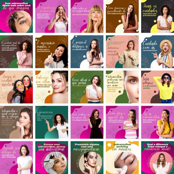 Modelos Canva Micropigmentação Beleza 200 Templates Editáveis + Bônus