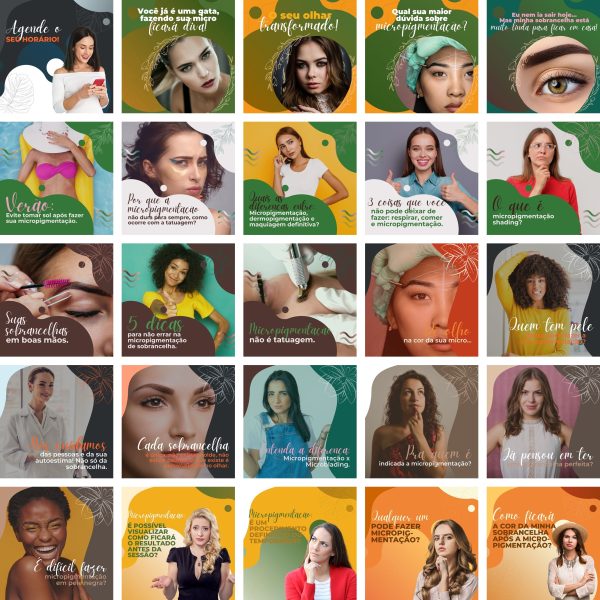 Modelos Canva Micropigmentação Beleza 200 Templates Editáveis + Bônus