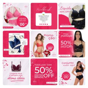 Modelos Canva Moda Íntima Lingerie 30 Templates Editáveis + Bônus