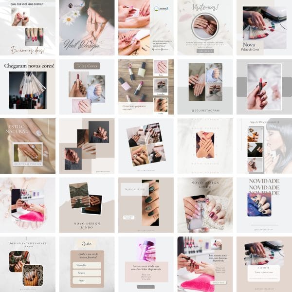 Modelos Canva Nail Design 25 Templates Editáveis + Bônus